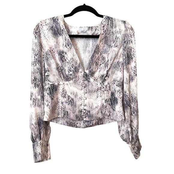 PLUSH Snake‎ Print Satin Blouse Sz S - Picture 1 of 3